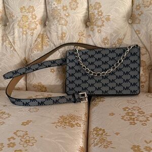 Michael Kors Black and Gray Logo Belt Bag